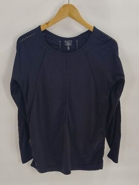 Athleta Foothill Long Sleeve Top Black Size Medium Stretch Athletic